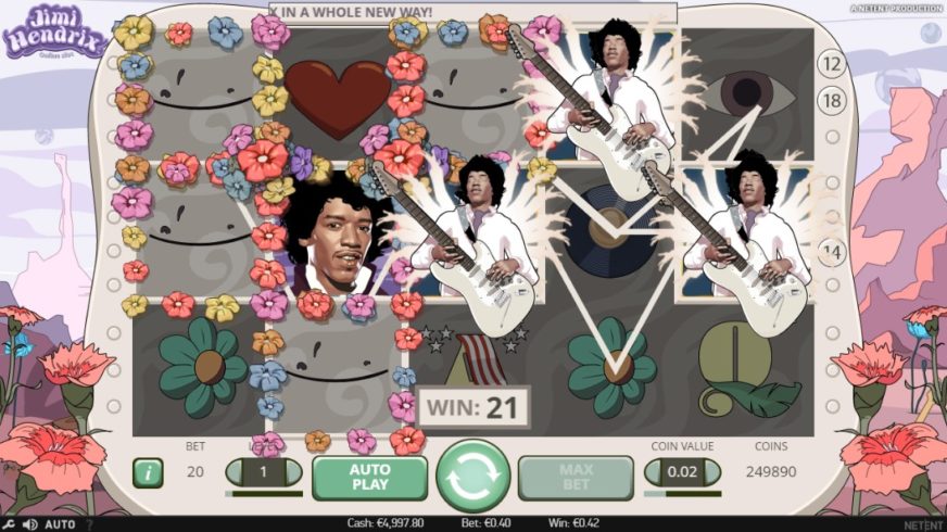 Screenshot videoslot slotmachine Jimi Hendrix