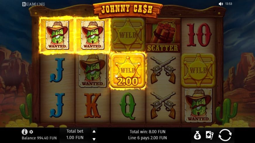 Screenshot videoslot slotmachine Johnny Cash