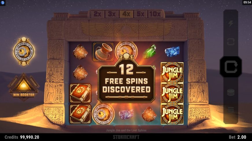 Screenshot videoslot slotmachine Jungle Jim and the Lost Sphinx