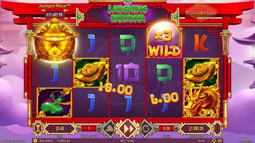 Screenshot videoslot slotmachine Laughing Buddha