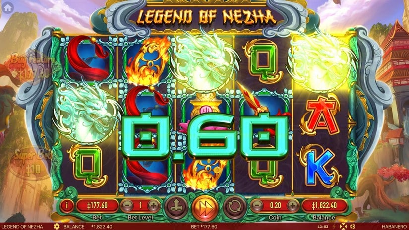 Screenshot videoslot slotmachine Legend of Nezha