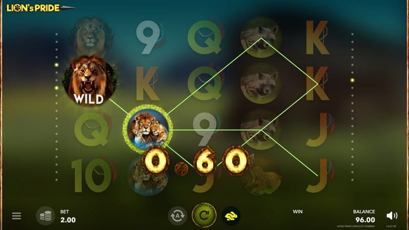 Screenshot videoslot slotmachine Lion’s Pride