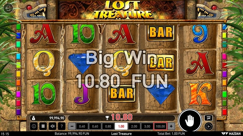 Screenshot videoslot slotmachine Lost Treasure (Wazdan)