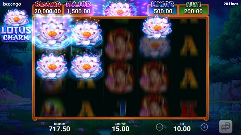 Screenshot videoslot slotmachine Lotus Charm