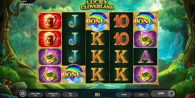 Screenshot videoslot slotmachine Lucky Cloverland