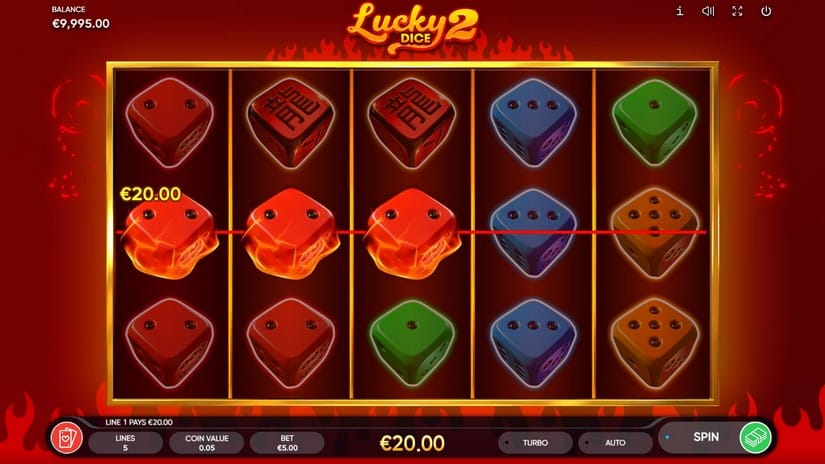 Screenshot videoslot slotmachine Lucky Dice 2