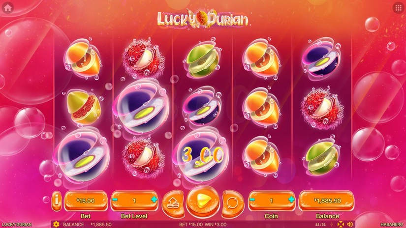 Screenshot videoslot slotmachine Lucky Durian