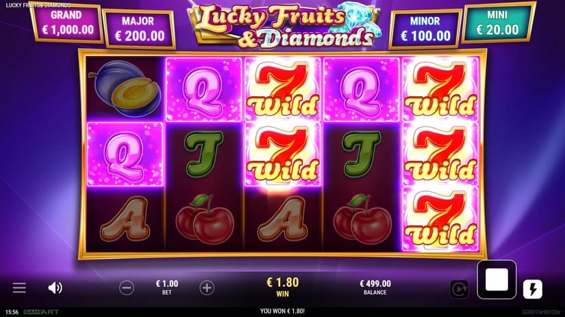 Screenshot videoslot slotmachine Lucky Fruits & Diamonds