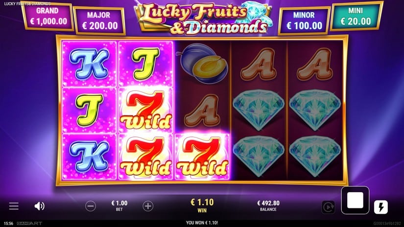 Screenshot videoslot slotmachine Lucky Fruits & Diamonds