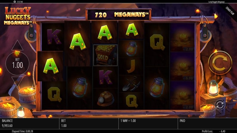 Screenshot videoslot slotmachine Lucky Nuggets Megaways