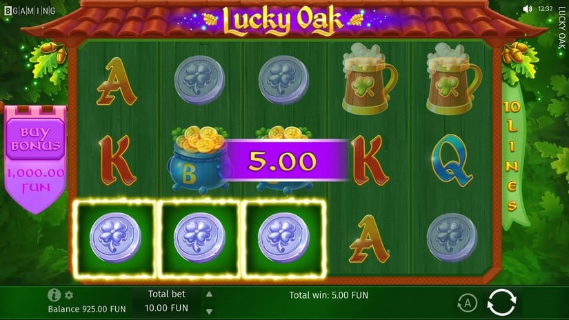 Screenshot videoslot slotmachine Lucky Oak