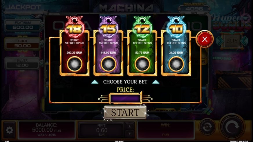 Screenshot videoslot slotmachine Machina