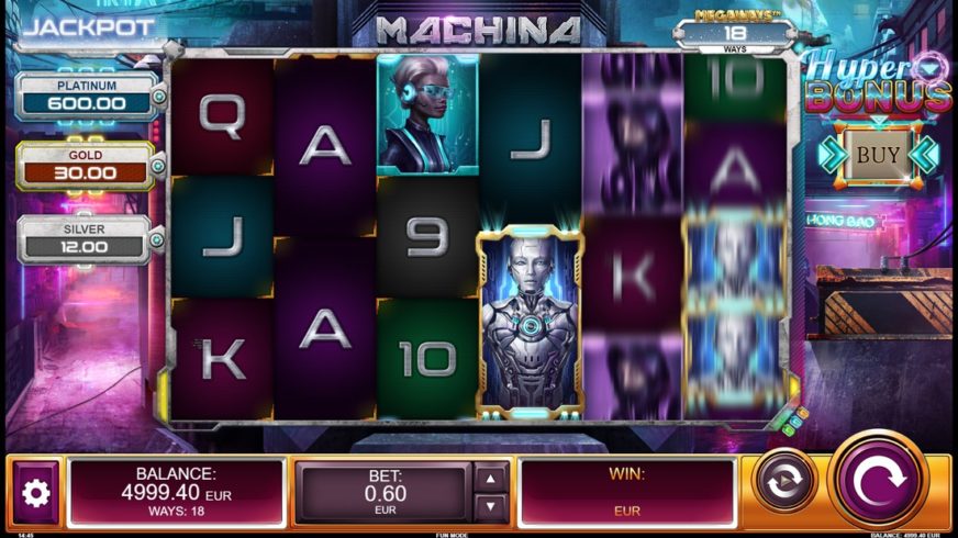 Screenshot videoslot slotmachine Machina