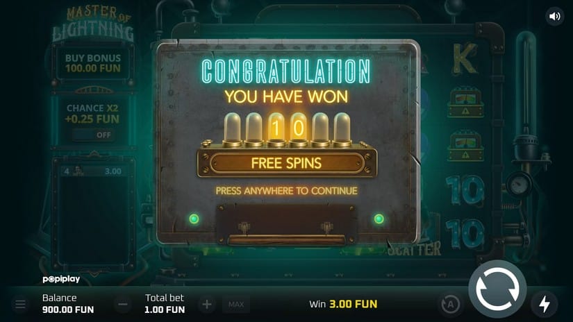 Screenshot videoslot slotmachine Master of Lightning