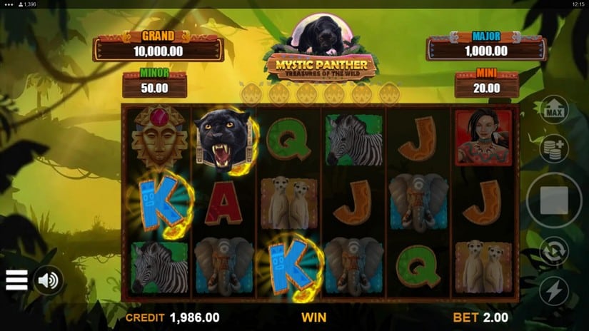 Screenshot videoslot slotmachine Mystic Panther Treasures of the Wild