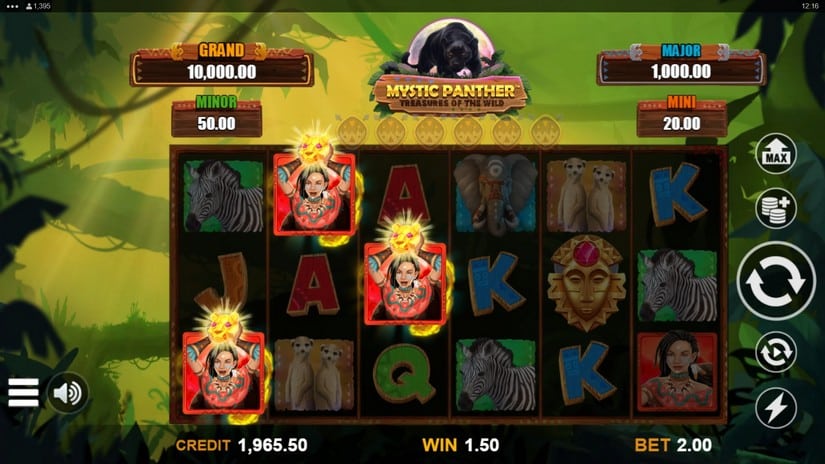 Screenshot videoslot slotmachine Mystic Panther Treasures of the Wild