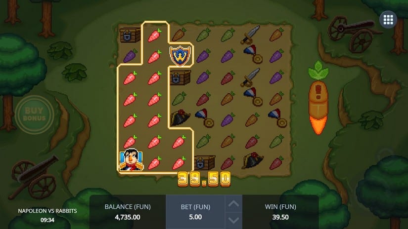 Screenshot videoslot slotmachine Napoleon vs Rabbits