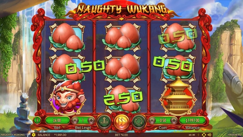 Screenshot videoslot slotmachine Naughty Wukong