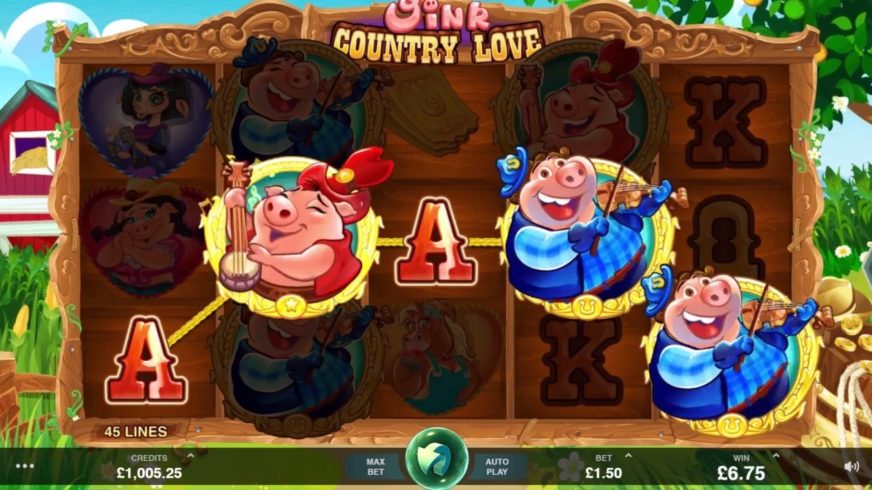 Screenshot videoslot slotmachine Oink Country Love