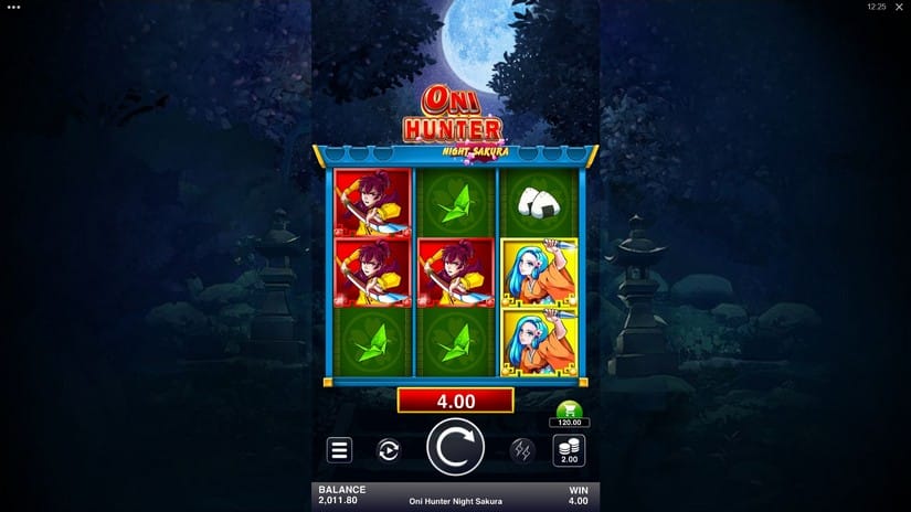 Screenshot videoslot slotmachine Oni Hunter Night Sakura