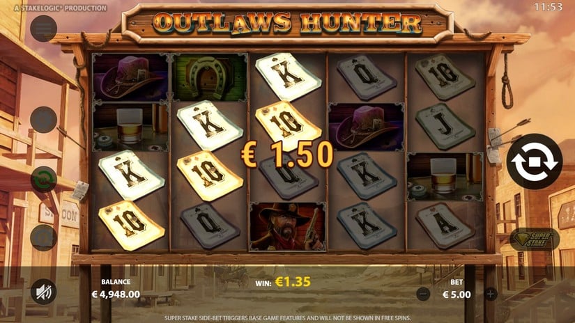 Screenshot videoslot slotmachine Outlaws Hunter