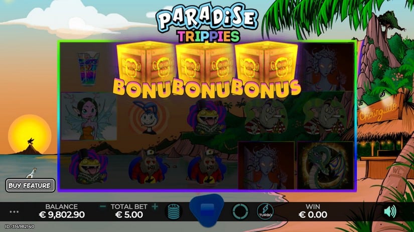 Screenshot videoslot slotmachine Paradise Trippies