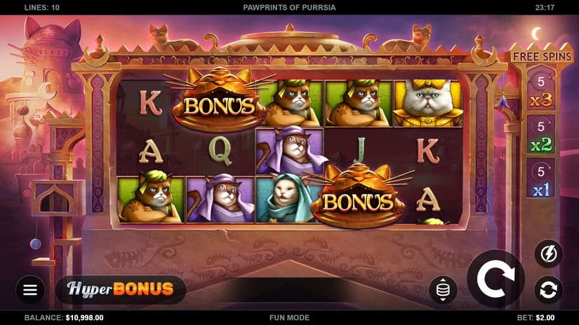 Screenshot videoslot slotmachine Pawprints of Purrsia