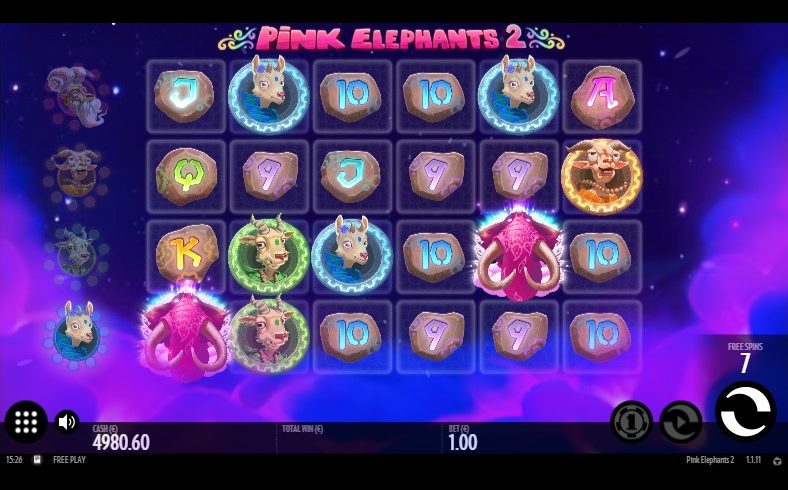 Screenshot videoslot slotmachine Pink Elephants 2