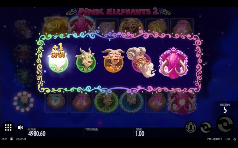 Screenshot videoslot slotmachine Pink Elephants 2