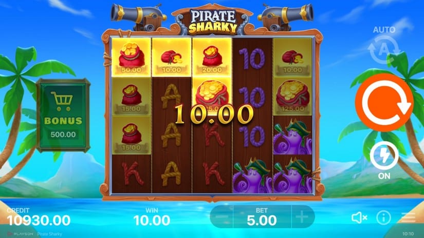 Screenshot videoslot slotmachine Pirate Sharky