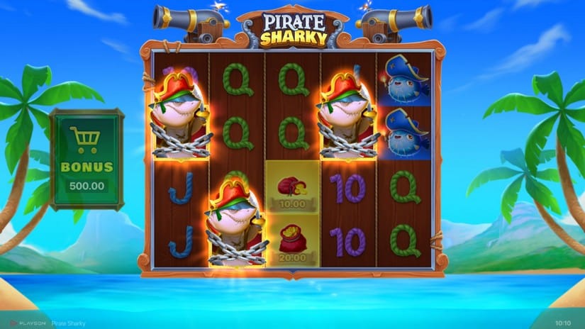 Screenshot videoslot slotmachine Pirate Sharky