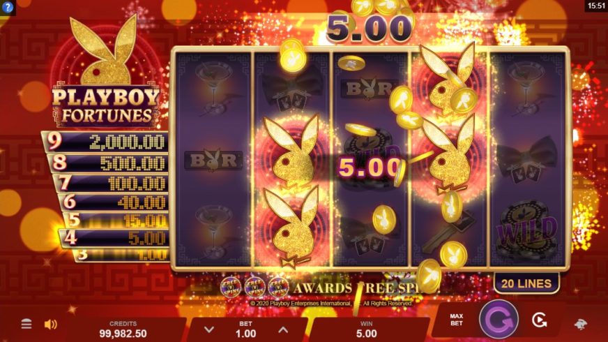 Screenshot videoslot slotmachine Playboy Fortunes