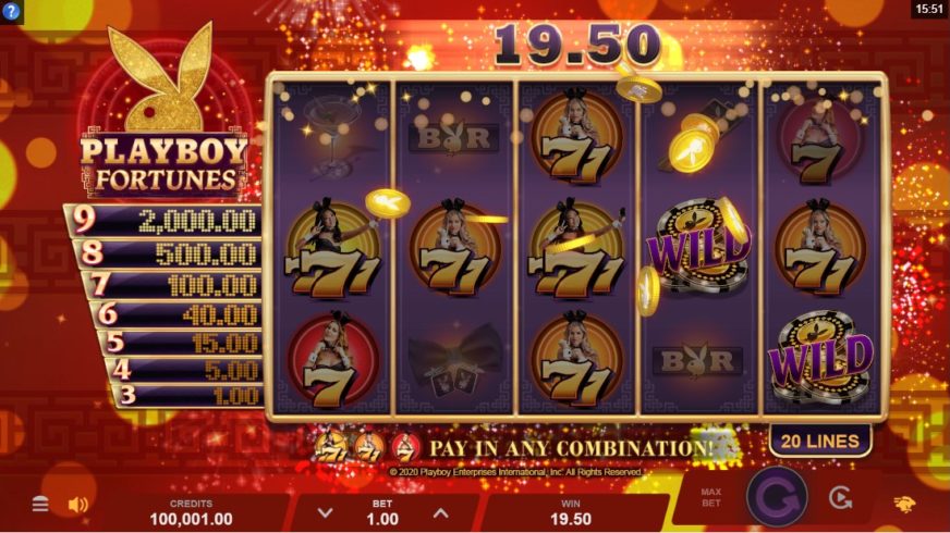 Screenshot videoslot slotmachine Playboy Fortunes