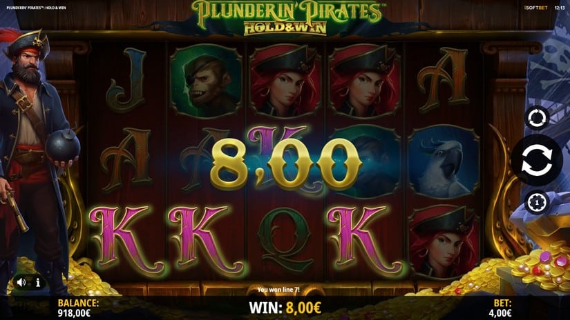 Screenshot videoslot slotmachine Plunderin Pirates Hold and Win