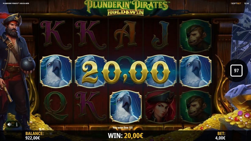 Screenshot videoslot slotmachine Plunderin Pirates Hold and Win