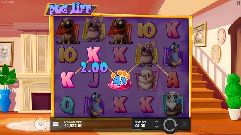 Screenshot videoslot slotmachine Pug Life