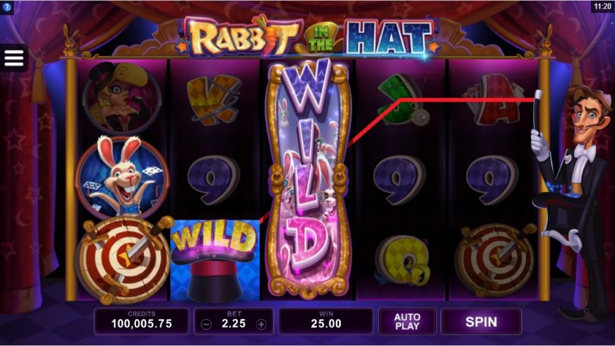 Screenshot videoslot slotmachine Rabbit in the Hat