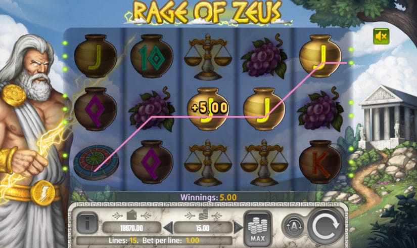 Screenshot videoslot slotmachine Rage of Zeus