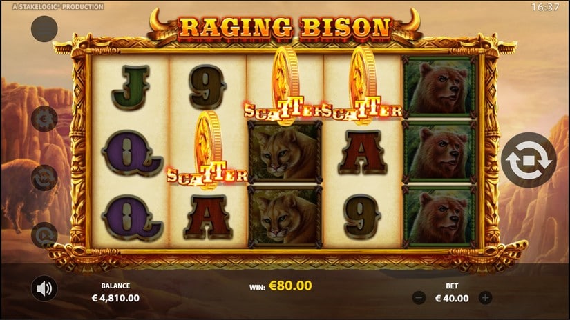 Screenshot videoslot slotmachine Raging Bison