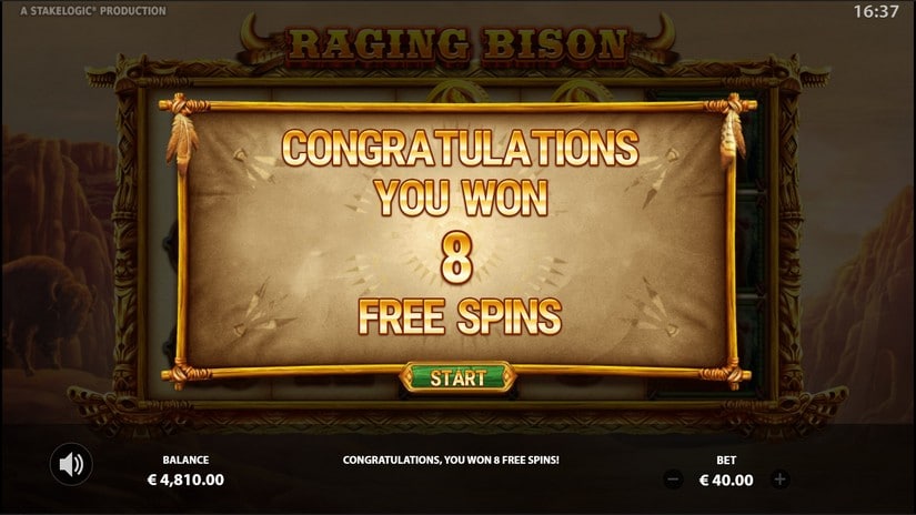 Screenshot videoslot slotmachine Raging Bison