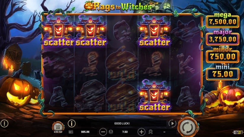 Screenshot videoslot slotmachine Rags to Witches