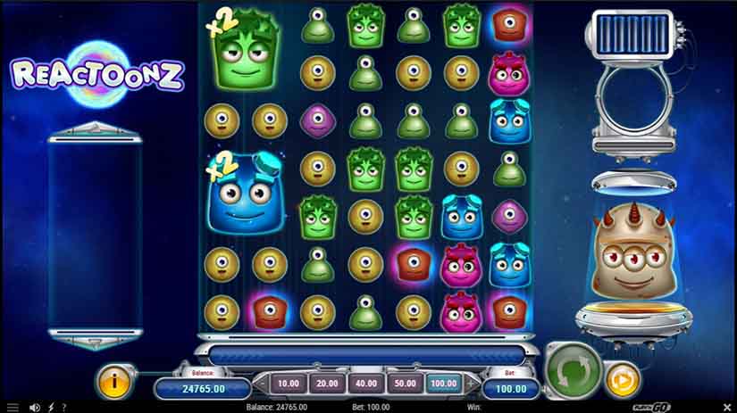 Screenshot videoslot slotmachine Reactoonz