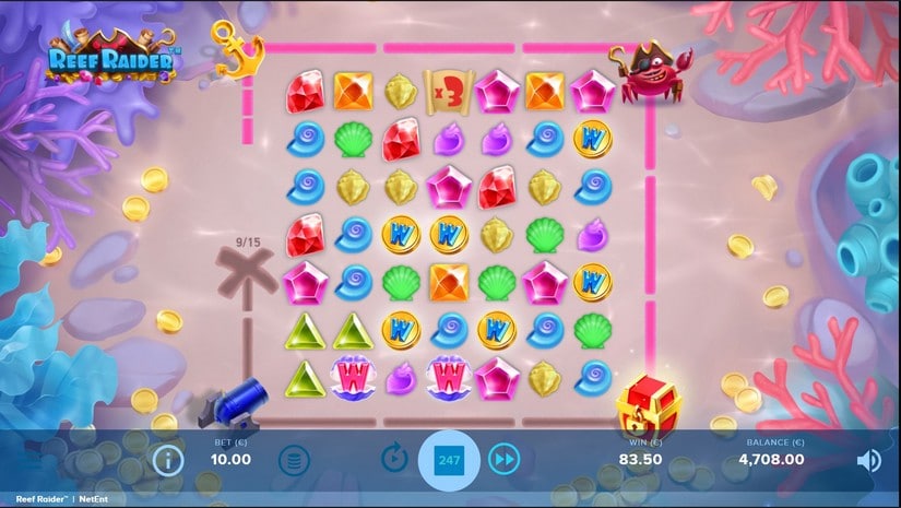 Screenshot videoslot slotmachine Reef Raider