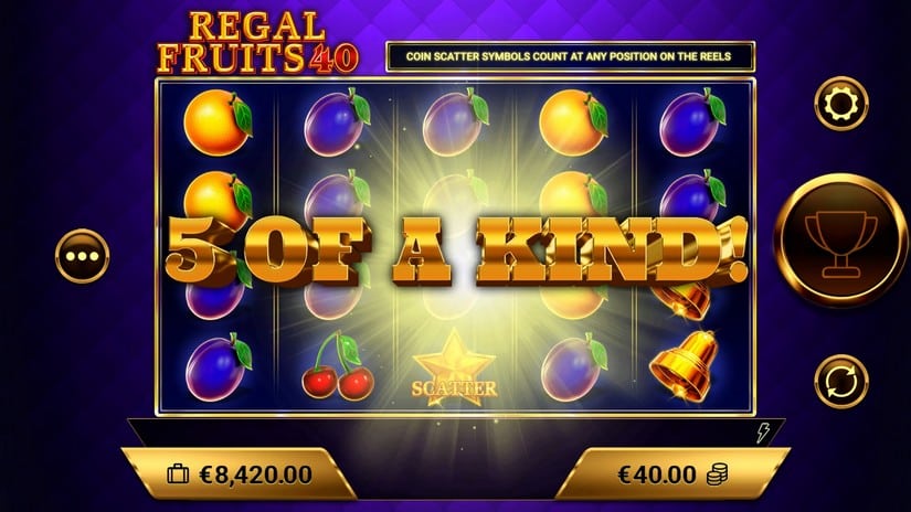 Screenshot videoslot slotmachine Regal Fruits 40