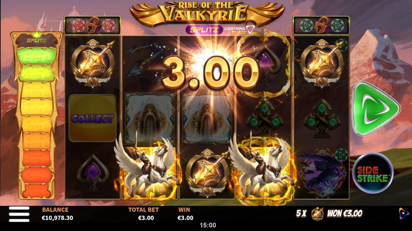 Screenshot videoslot slotmachine Rise of the Valkyrie Splitz™ Lightning Chase