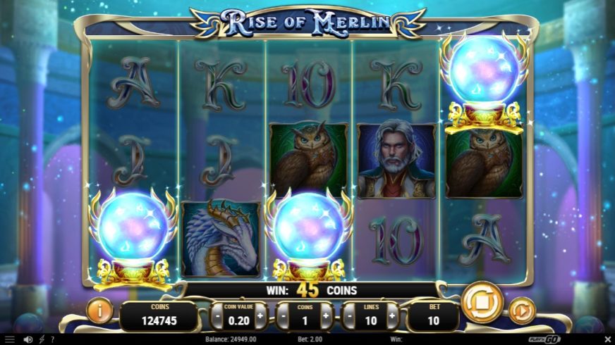 Screenshot videoslot slotmachine Rise of Merlin