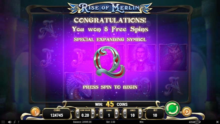 Screenshot videoslot slotmachine Rise of Merlin