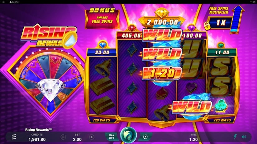 Screenshot videoslot slotmachine Rising Rewards