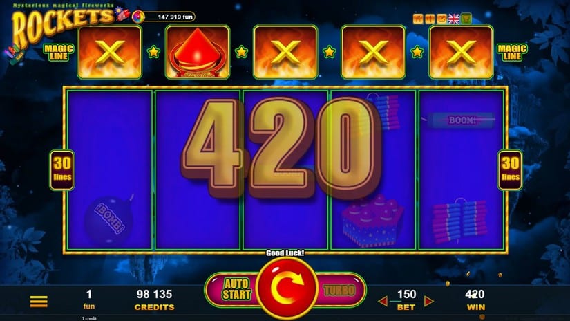 Screenshot videoslot slotmachine Rockets