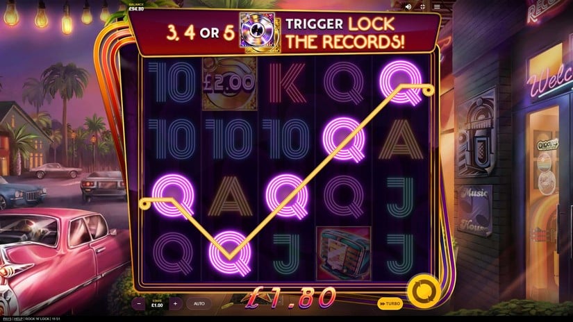 Screenshot videoslot slotmachine Rock’N’Lock